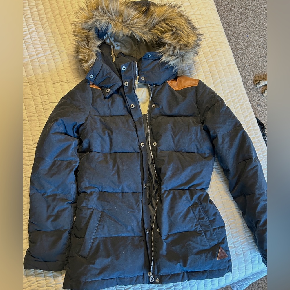 Navy blue down puffer coat